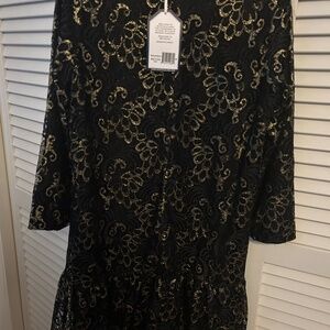 Beautiful Black and Gold Lace Cocktail Dress